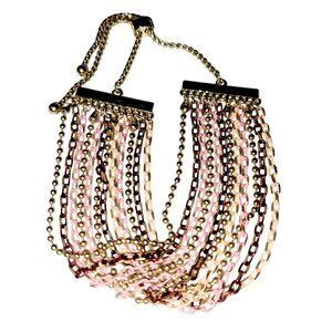 Vintage Multistrand Chain Bracelet Multicolored Metal Adjustable Size 1980s